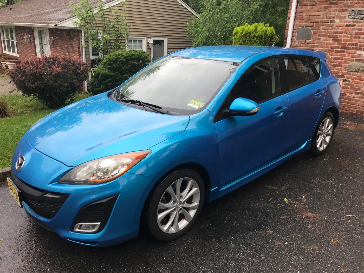 Blue Mazda after exterior care